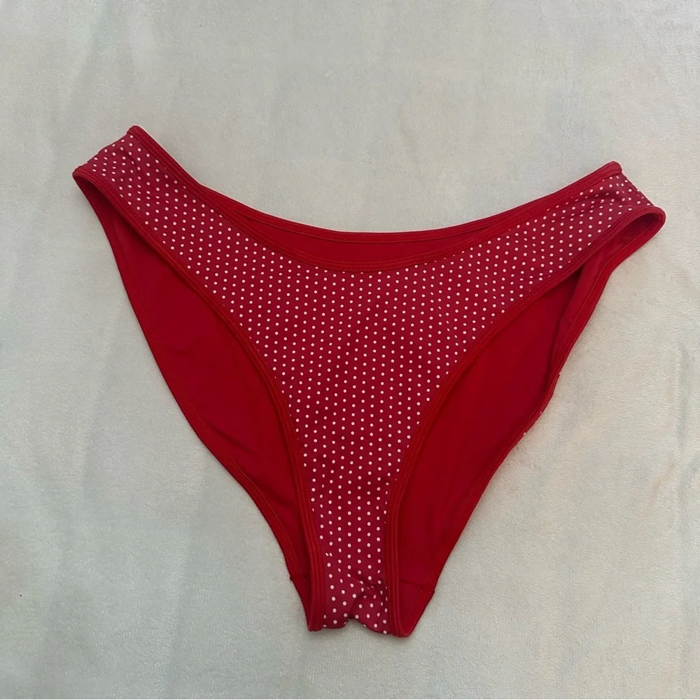 New! Frankies Bikinis Dove Classic Bikini Bottom in Scarlet Dot 51883